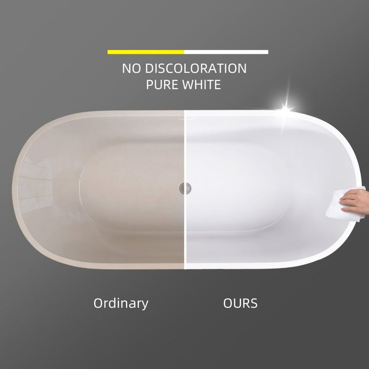 55"x29" Gloss Acrylic Oval Freestanding Soaking Bathtub - Modland