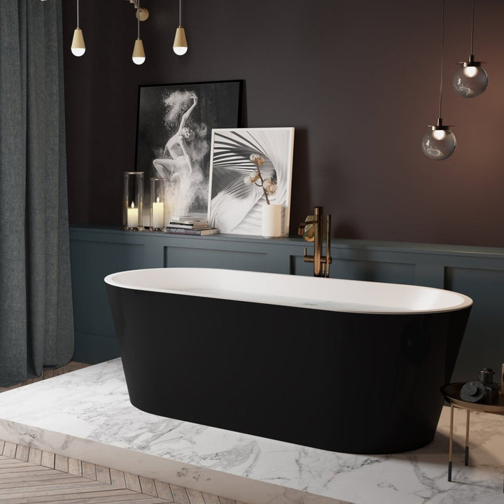 Bathtub 60x29" Black Acrylic Freestanding Soaking Anti-slip - Modland