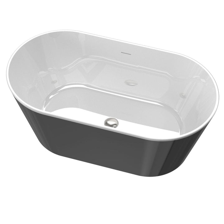 Bathtub 60x29" Black Acrylic Freestanding Soaking Anti-slip - Modland