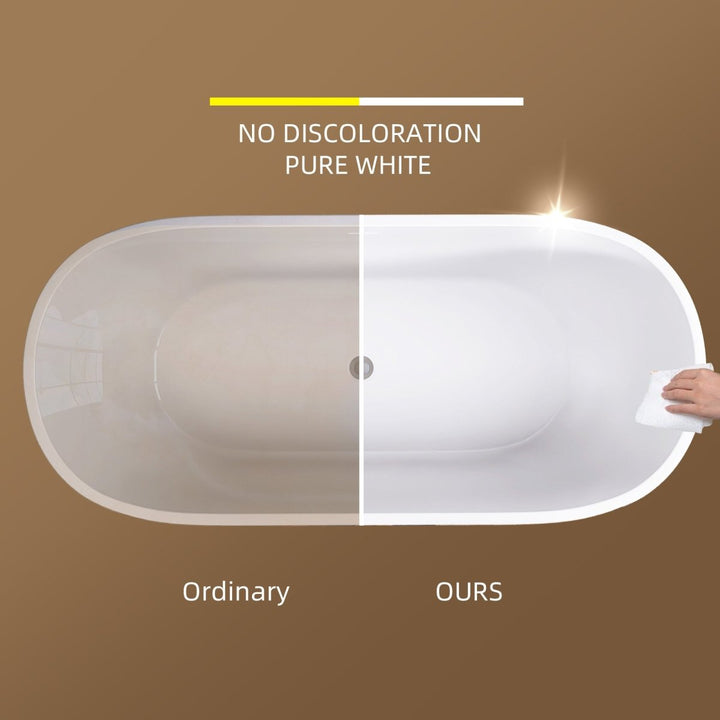 65"x29" Acrylic Matte White Oval Soaking Freestanding Bathtub - Modland