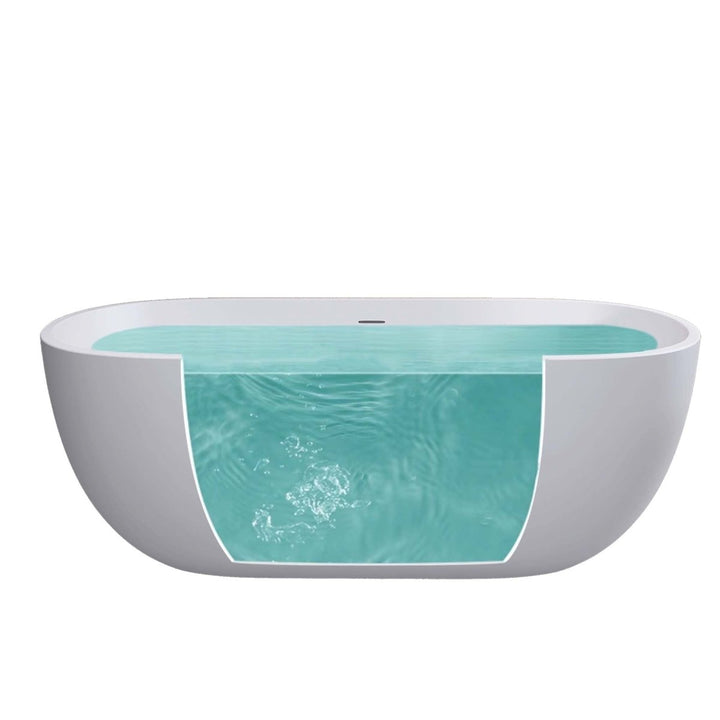 65"x29" Acrylic Matte White Oval Soaking Freestanding Bathtub - Modland