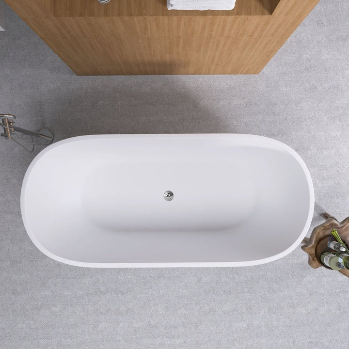 65"x29" Acrylic Matte White Oval Soaking Freestanding Bathtub - Modland
