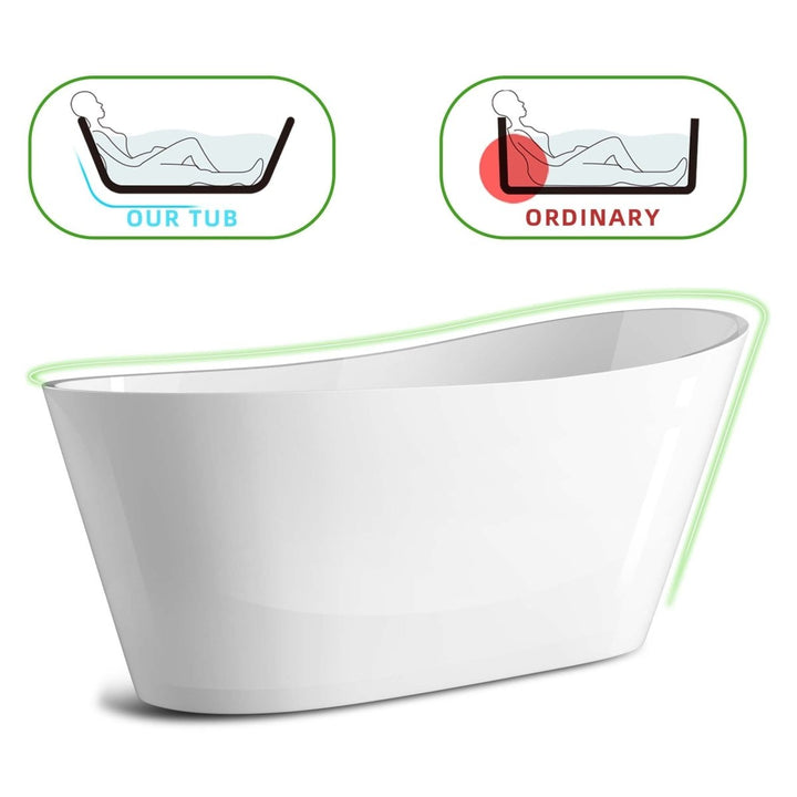 66"x29" Gloss White Acrylic Oval Soaking Freestanding Tub - Modland
