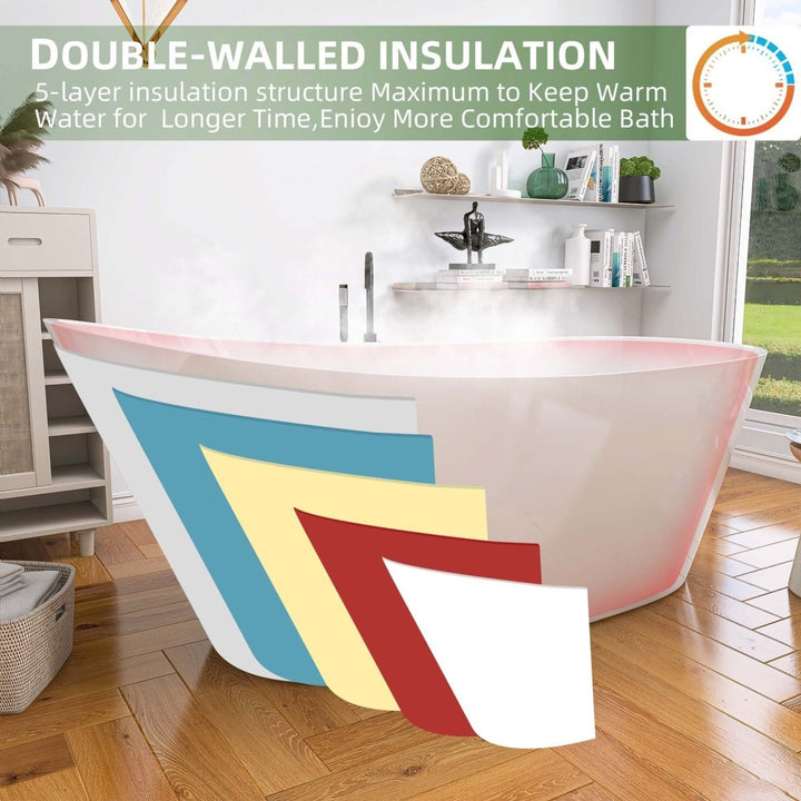 66"x29" Gloss White Acrylic Oval Soaking Freestanding Tub - Modland