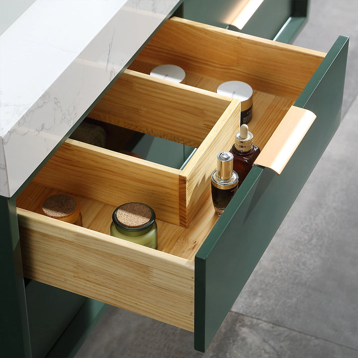 48 inch Gucci Green floating bath vanity drawer open double sink