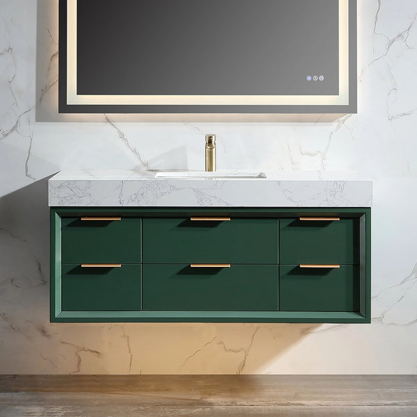 Gucci Green 48 inch floating bath vanity with size view