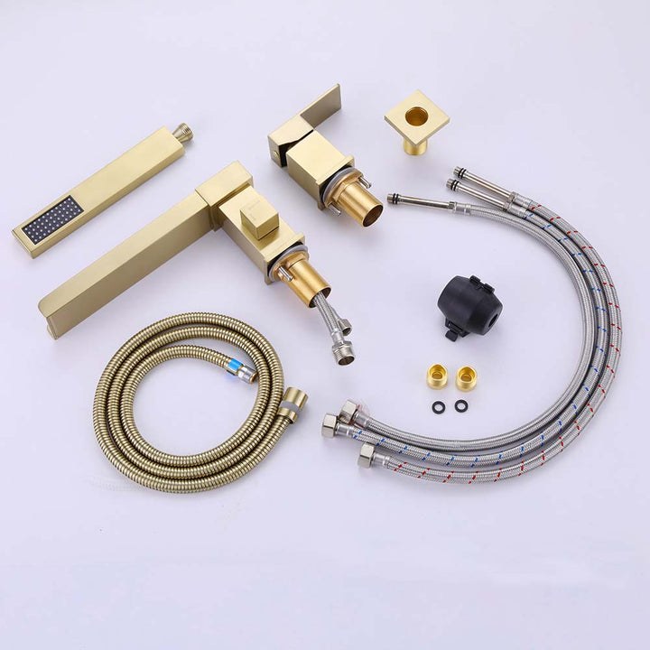 Freestanding bathtub faucet brushed gold