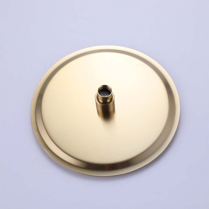 Gold round shower head back view for modern shower system