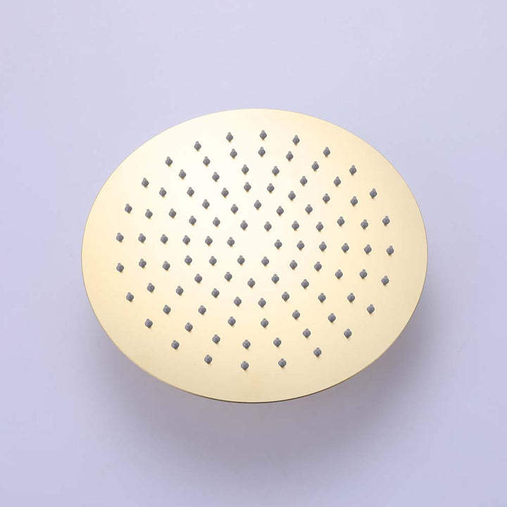Gold round shower head front view for modern shower system