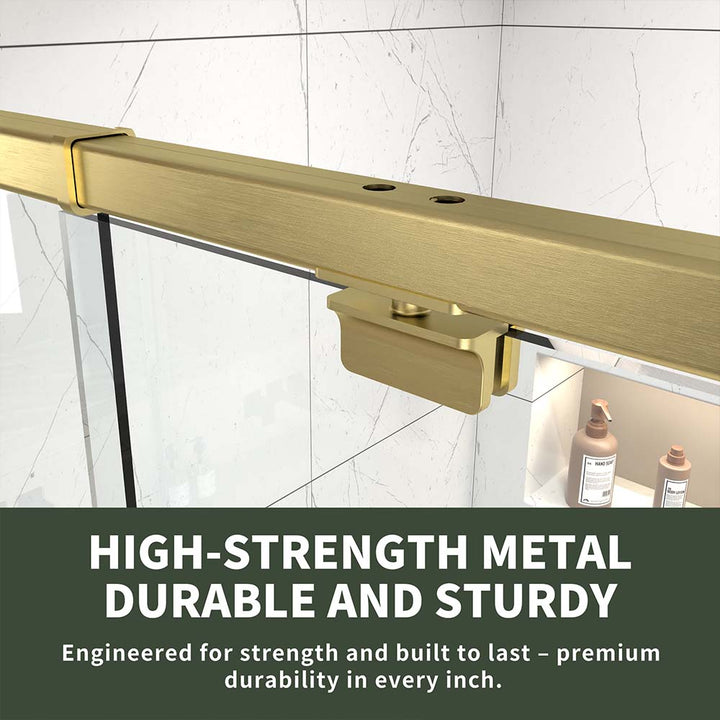 Gold shower door high strength metal structure durable and sturdy
