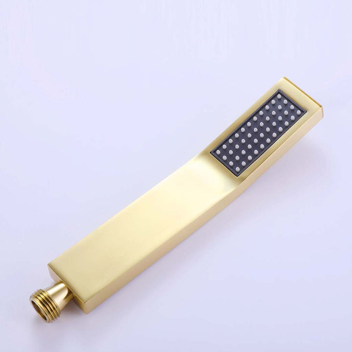 Gold shower system handheld shower head detail