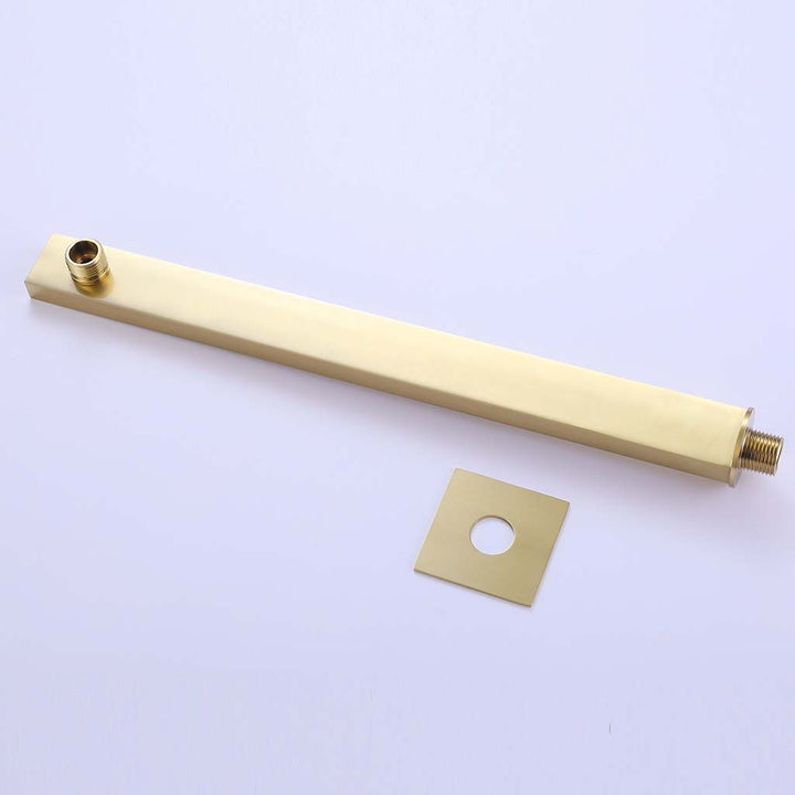 Gold shower system wall mounted shower arm with flange