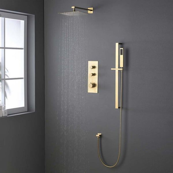 Gold shower system square rainfall handheld