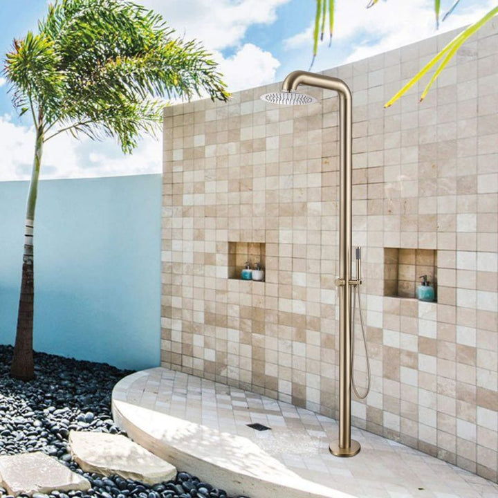 6.3'' H Temperature Controlled Stainless Steel Freestanding Outdoor Shower - Modland
