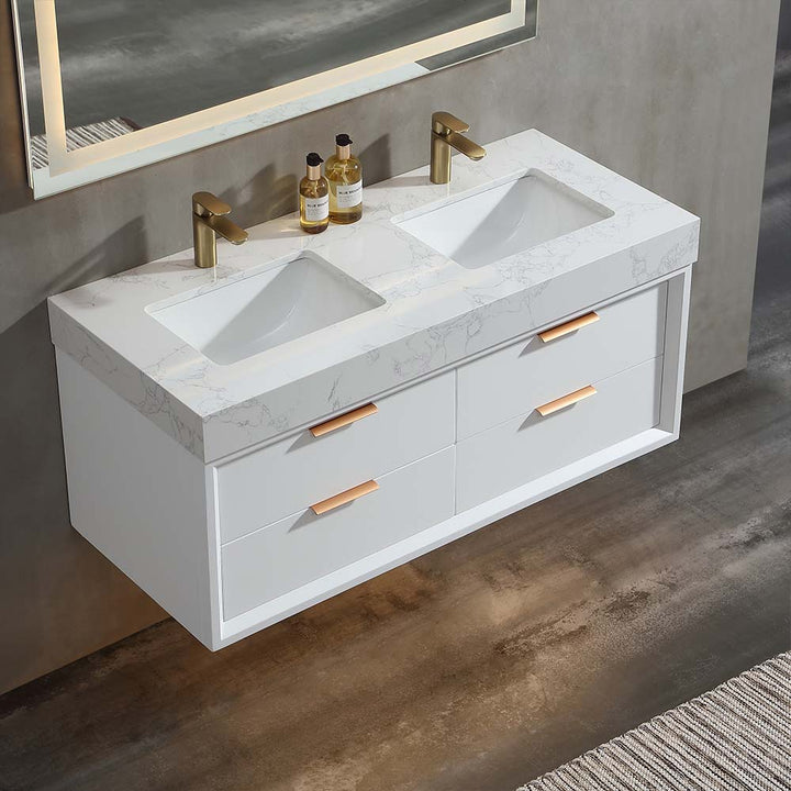 Led 48x21 white bathroom vanity green single sink