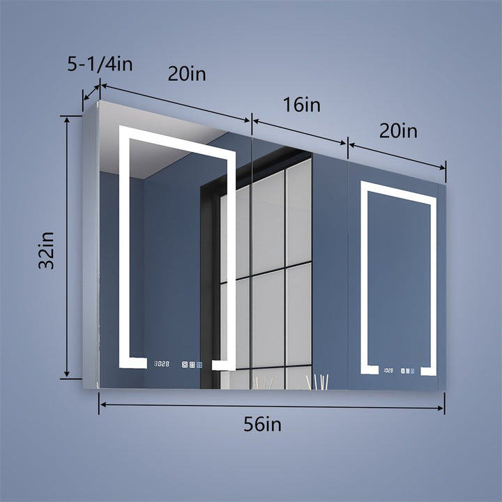56 inch smart LED mirror cabinet with measurements
