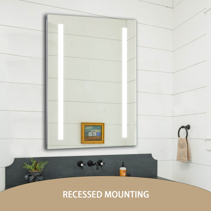 led bathroom mirror recessed installation