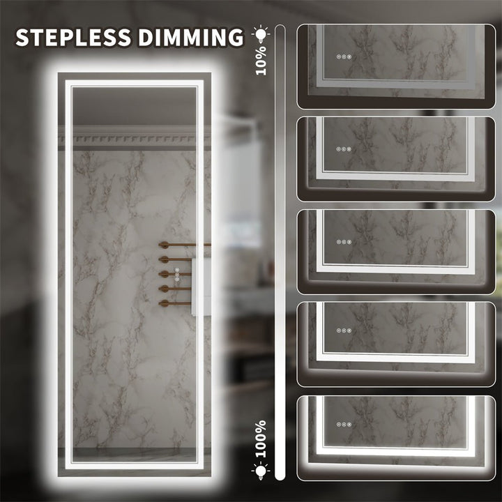 LED bathroom mirror with stepless dimming brightness control