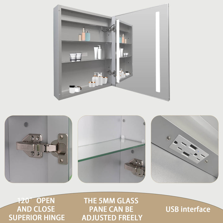 led bathroom mirror storage and details