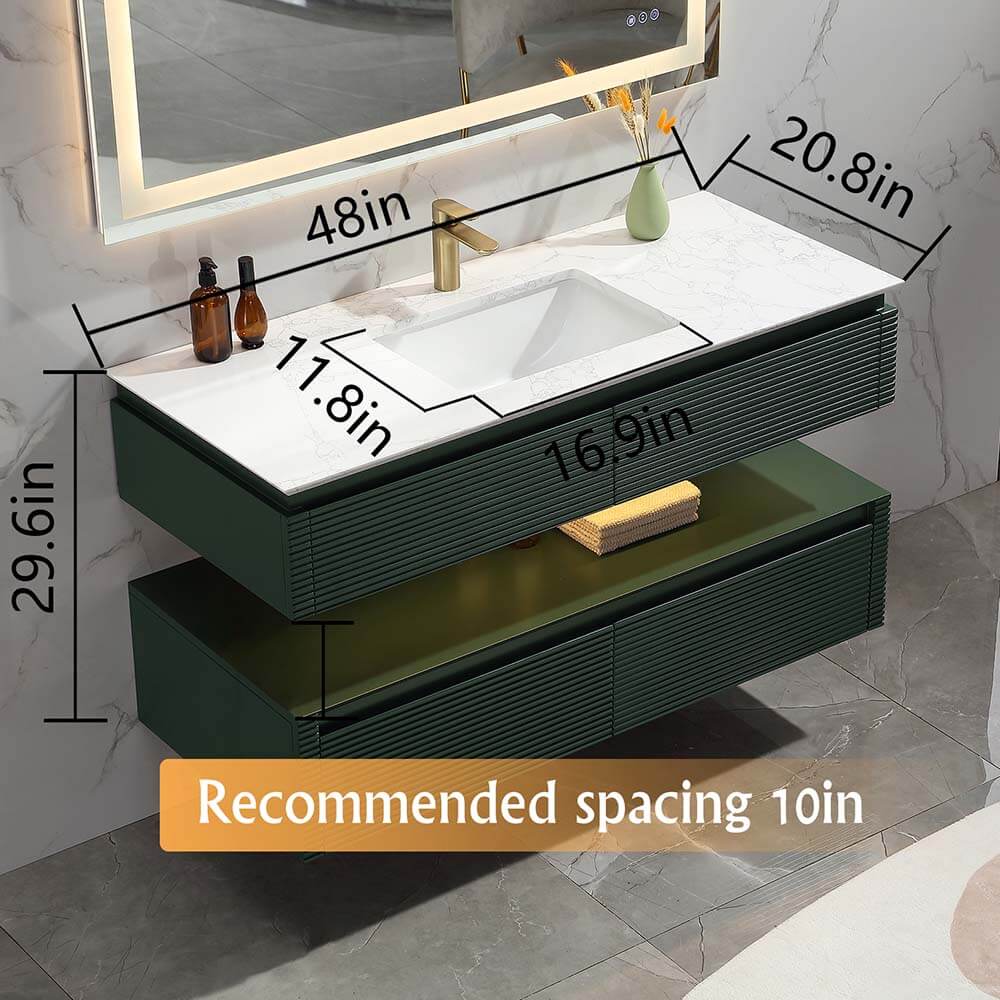 48 Inch Floating Bathroom Vanity with LED Functionality & Single Sink ...