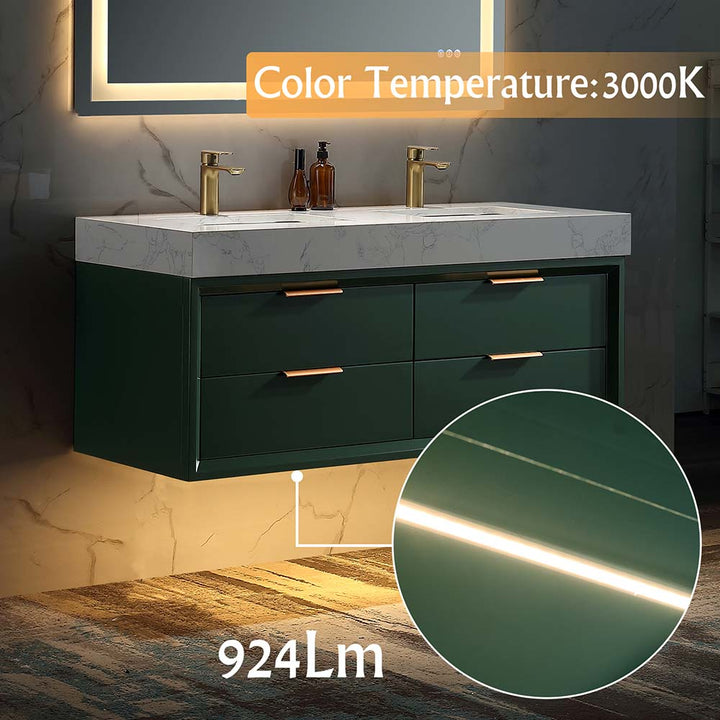 Led floating bathroom vanity green single sink 48x21