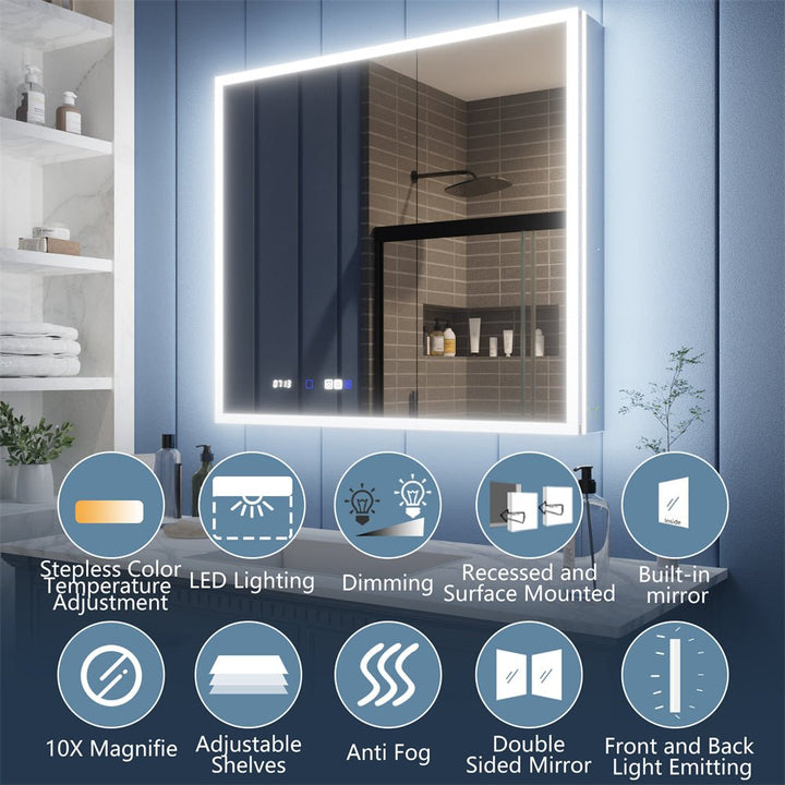 Medicine cabinet with LED, dimming, defog and mirror light