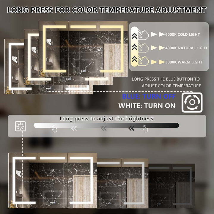 LED medicine cabinet with color temperature and brightness adjustment