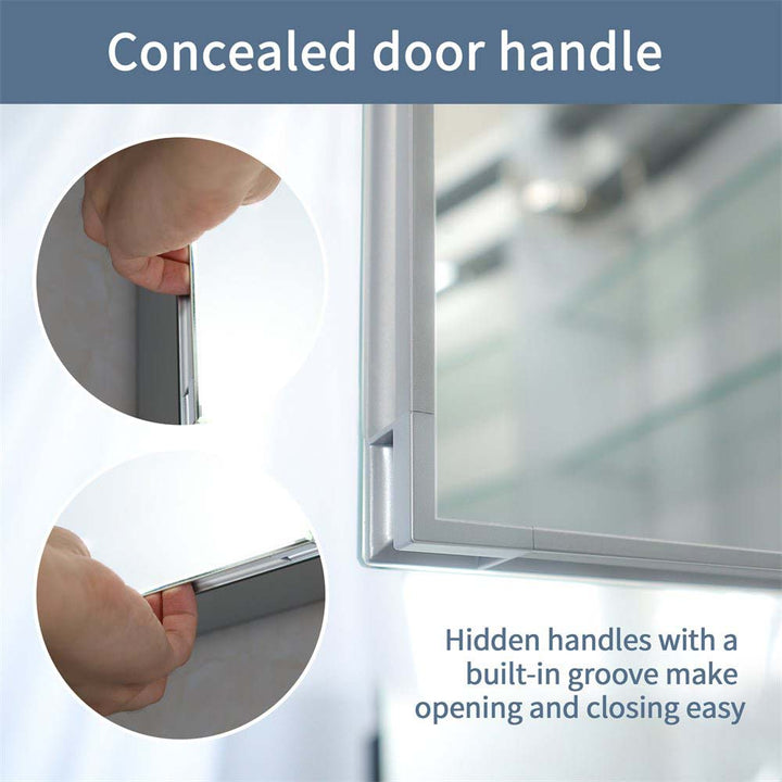 LED medicine cabinet with concealed door handle