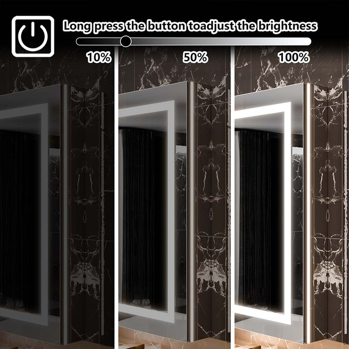 Dimmable LED medicine cabinet with adjustable brightness levels