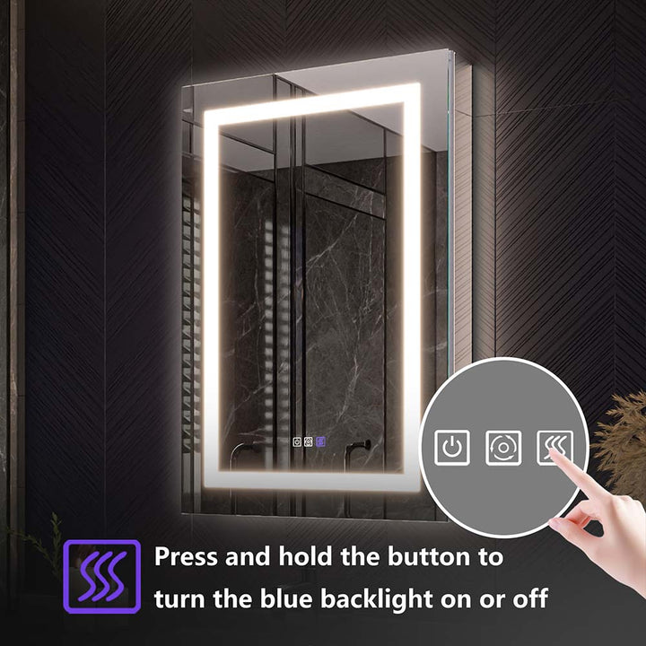 LED medicine cabinet with touch button and blue backlight control
