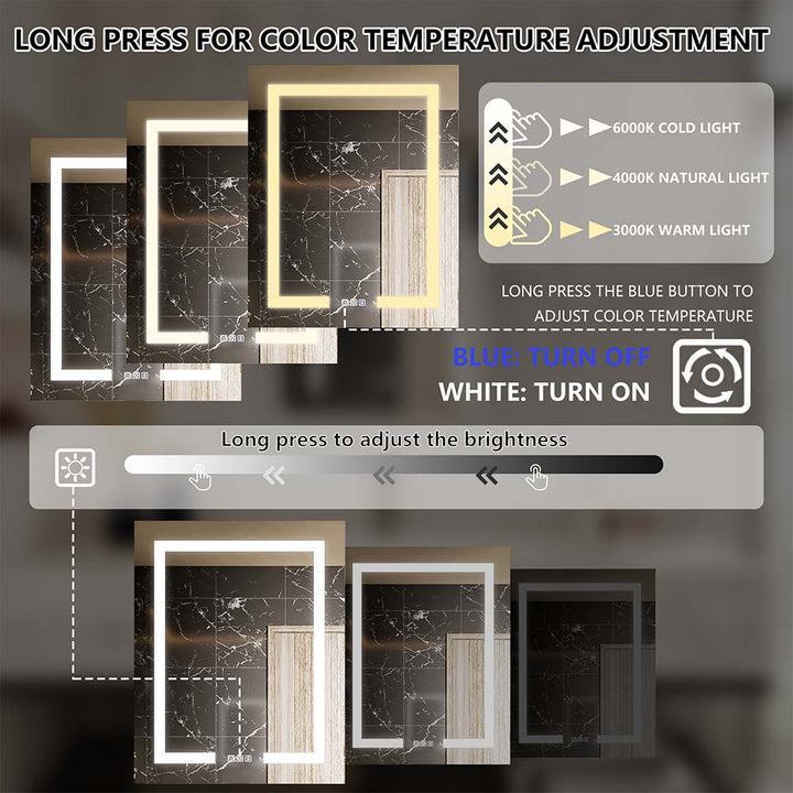 LED medicine cabinet with dimmable brightness and color temperature