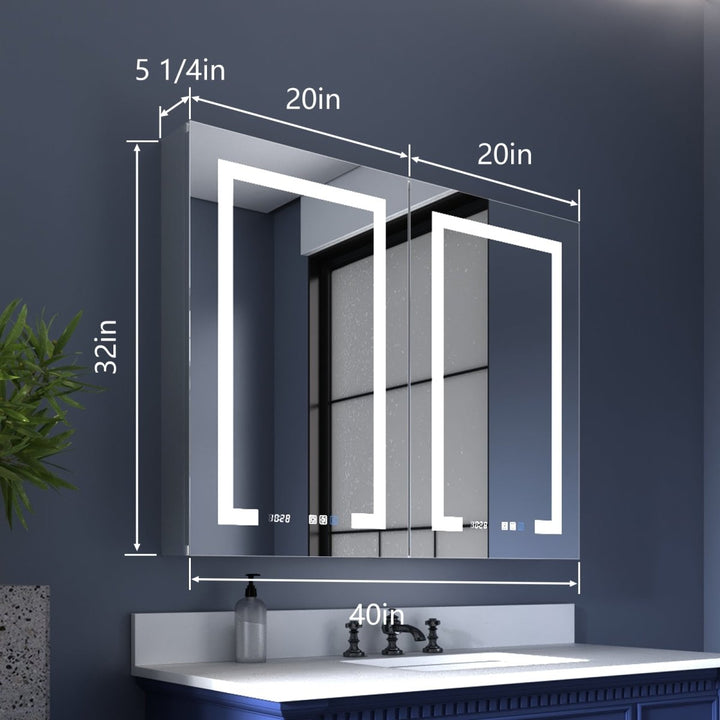 Dimensions of 40x32 inch LED mirror cabinet with lights