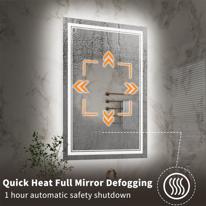 Led mirror defogging eature