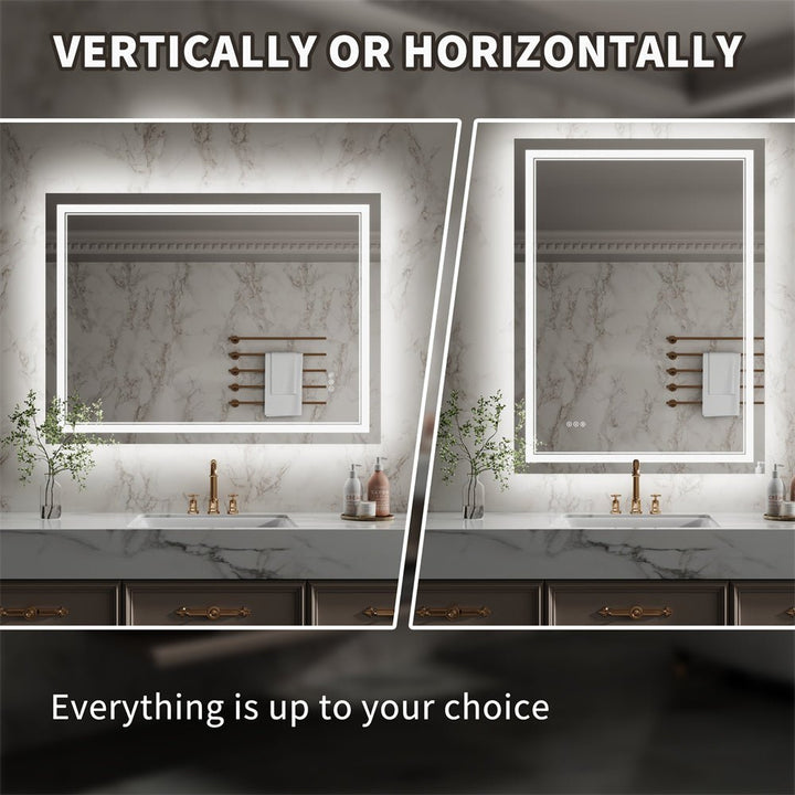 LED mirror can be mounted horizontally or vertically