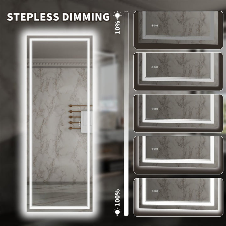 LED mirror with stepless dimming and adjustable brightness