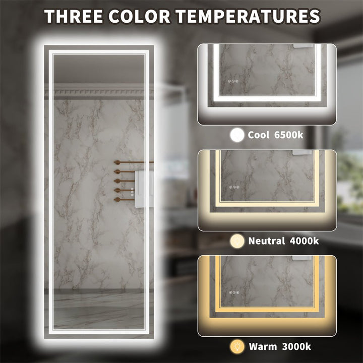 LED mirror with 3 color temperatures: 3000K, 4000K, 6500K