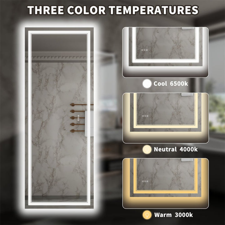 LED mirror with 3 color temperatures: 3000K, 4000K, 6500K