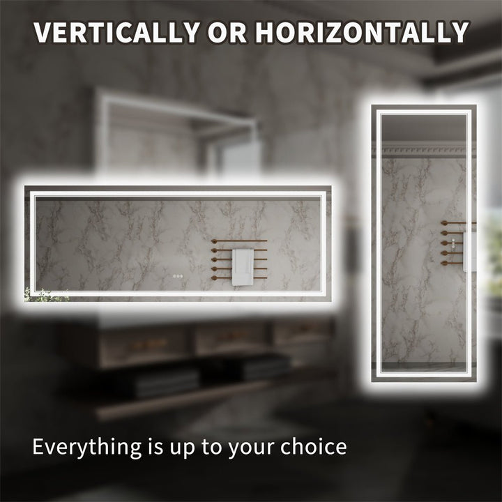 LED mirror can be mounted vertically or horizontally