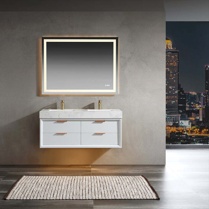 Led vanity in modern white bathroom vanity 48x20
