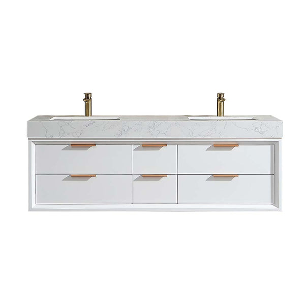 led white bathroom vanity with single sink 60x21 on white