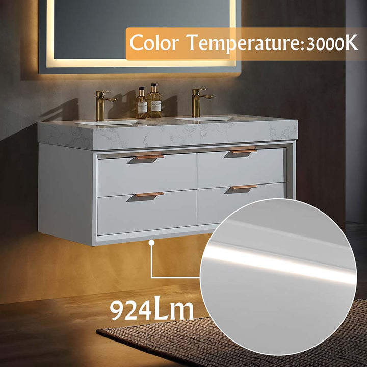 led white floating bathroom vanity green single sink 48x21