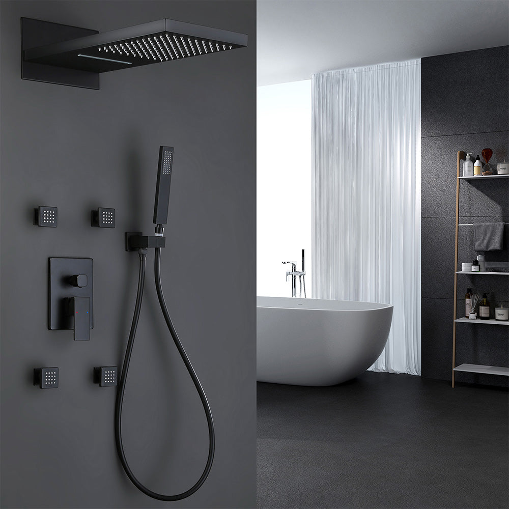 Luxury Pressure Balanced Waterfall Shower System with Hand Shower & Bo ...