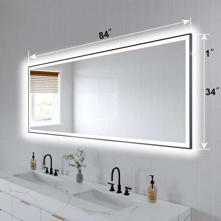 Luxury bathroom mirror led 84x34 inch dimensions
