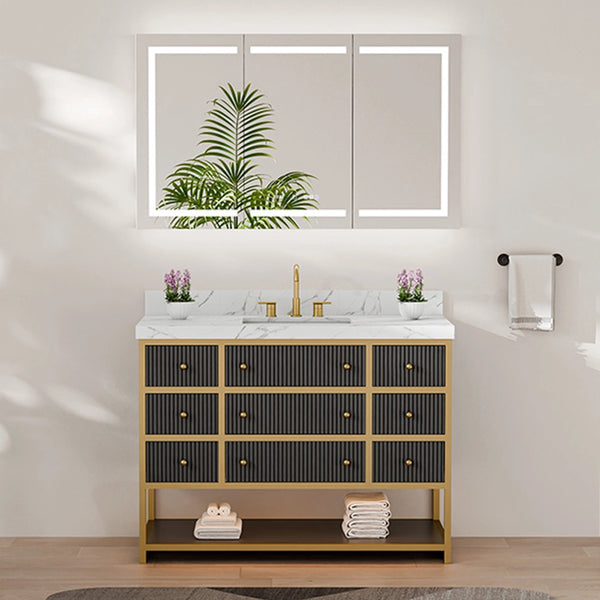 Luxury emerald green floating bathroom vanity