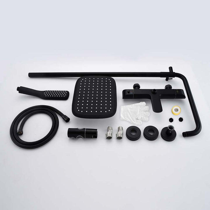 Replacement Complete Shower System Black Luxury Thermostatic Complete Shower System with Rough-in Valve ...