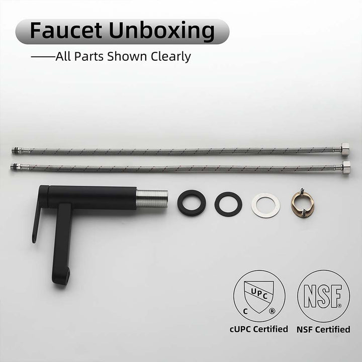 Faucet unboxing with all parts and accessories clearly shown