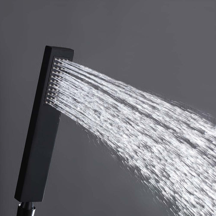 Matte black handheld shower head with strong water spray flow