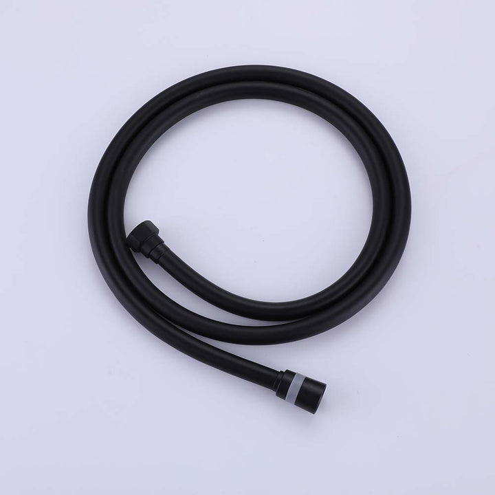 Matte black flexible handheld shower hose with universal connectors