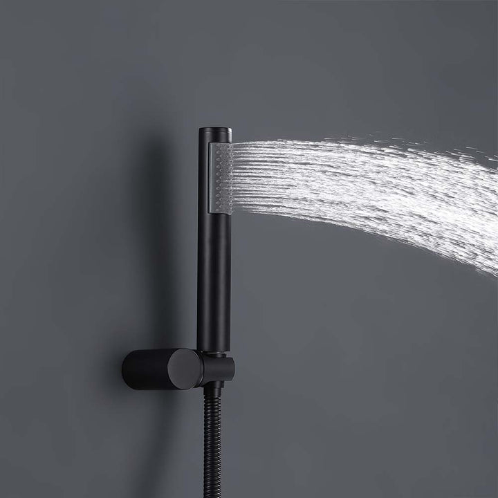Matte black handheld shower sprayer with strong water flow