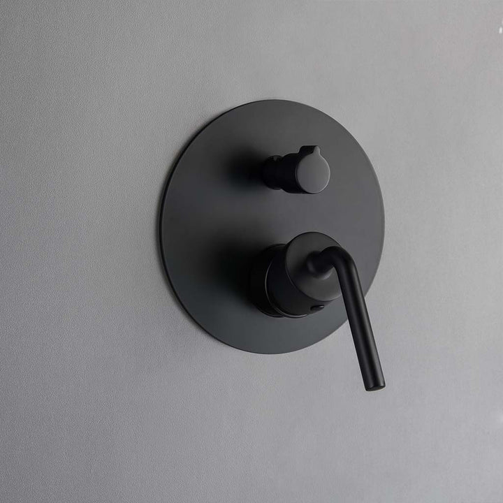 Matte black wall mounted modern shower system with handle